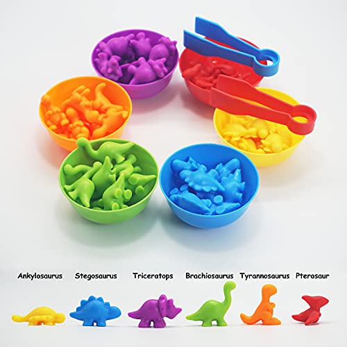 Abcaptain Counting Dinosaur Matching Game With Sorting Cups, Color Classification And Sensory Training Educational Learning Toys Set Gift For Toddlers Preschool Ages 3 Years And Up #TOP4