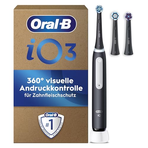 Oral-B iO Series 3 Plus Edition Elektrische Zahnbürste, Electric Toothbrush, PLUS 3 Aufsteckbürsten, 3 Putzmodi für Zahnpflege, Designed by Braun, TESTSIEGER Stiftung Warentest (12-2024), Schwarz Oral-B iO Series 3 Plus Edition Elektrische Zahnbürste, Electric Toothbrush, PLUS 3 Aufsteckbürsten, 3 Putzmodi für Zahnpflege, Designed by Braun, TESTSIEGER Stiftung Warentest (12-2024), Schwarz