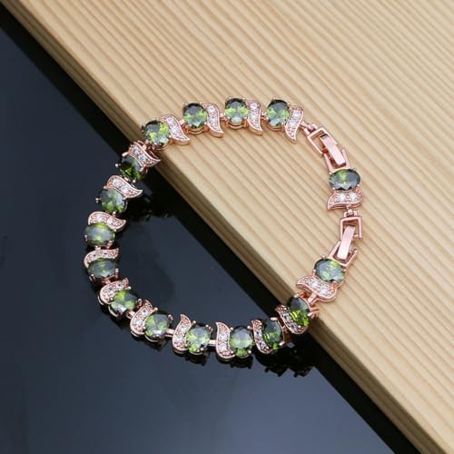 Image of LMXXVJ Fashion Tennis Bracelet Created Emerald White Gold Plated Charm Bracelet Gifts Jewelry for Women