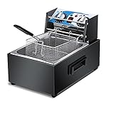 Yxx@ Freidora Eléctrica 10L/20L Temperatura y tiempo ajustables Freidora Industrial Acero Inoxidable para Patatas Fritas Deep Fryer Commercial 220V