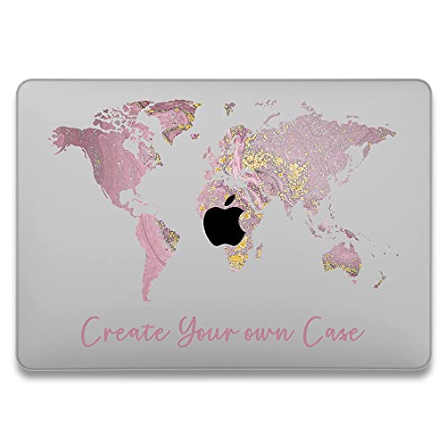 GMYLE Custom Case Compatible with MacBook Pro Air 13 inch, 2020 2019 2018 Release A2337 A2338 M1 Pro 16 inch, Personalization Soft Touch Hard Shell Cover, World Map Marble