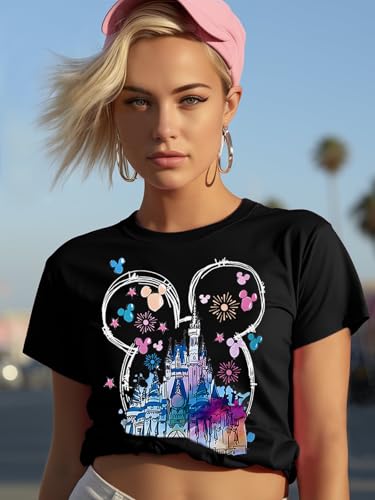 Magic Kingdom Shirts for Women Magical Castle Graphic Tees Family Vacation Trip Short Sleeve Tops3