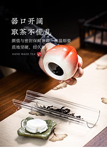 Image of Liang baobao 2pcs Mini Tea Storage Containers Ceramic Longevity Peach Jar for Tea Coffee Food Herb Candy Chocolate Sugar Spices birthday Longevity good luck