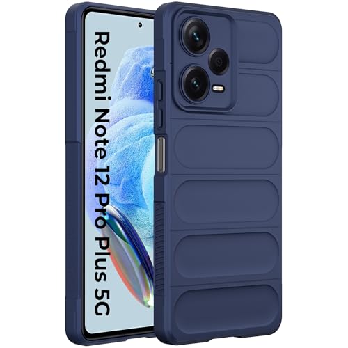 Image of A rtistque Liquid Silicone Stripes Back Cover Case for Mi Redmi Note 12 Pro Plus 5G | with Camera Protection | with Inner Fabric | Anti Slip Grip | AirBag Case - Blue