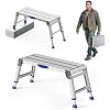 Loyoda Work Platform for Adults, Aluminum Foldable Long Step Stool Adjustable Height, Lightweight and Durable Portable Outdoor Aluminum Step Ladder, Maximum Load Capacity of 800 Pounds.