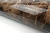 Marble Look Film Brown High Glossy Granite Effect Vinyl Self Adhesive Peel-Stick Brown Counter Top (2' X 6.56 ft)