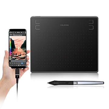 Huion Tablets gráficos digitais HS64 OSU! Tablet de desenho com caneta stylus sem bateria 8192 e 4 teclas expressas, uso ideal para educação a distância e conferência de casamento