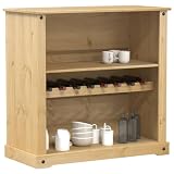 KASCBRTW Weinschrank Corona aus massivem Kiefernholz mit Honigwachs-Finish, rustikales Weinregal für Küche und Esszimmer 107,5x51x105,5 cm