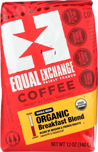 Equal Exchange Organic Coffee Breakfast Blend, En grano, 12 Oz, Pack 4 miniatura 1