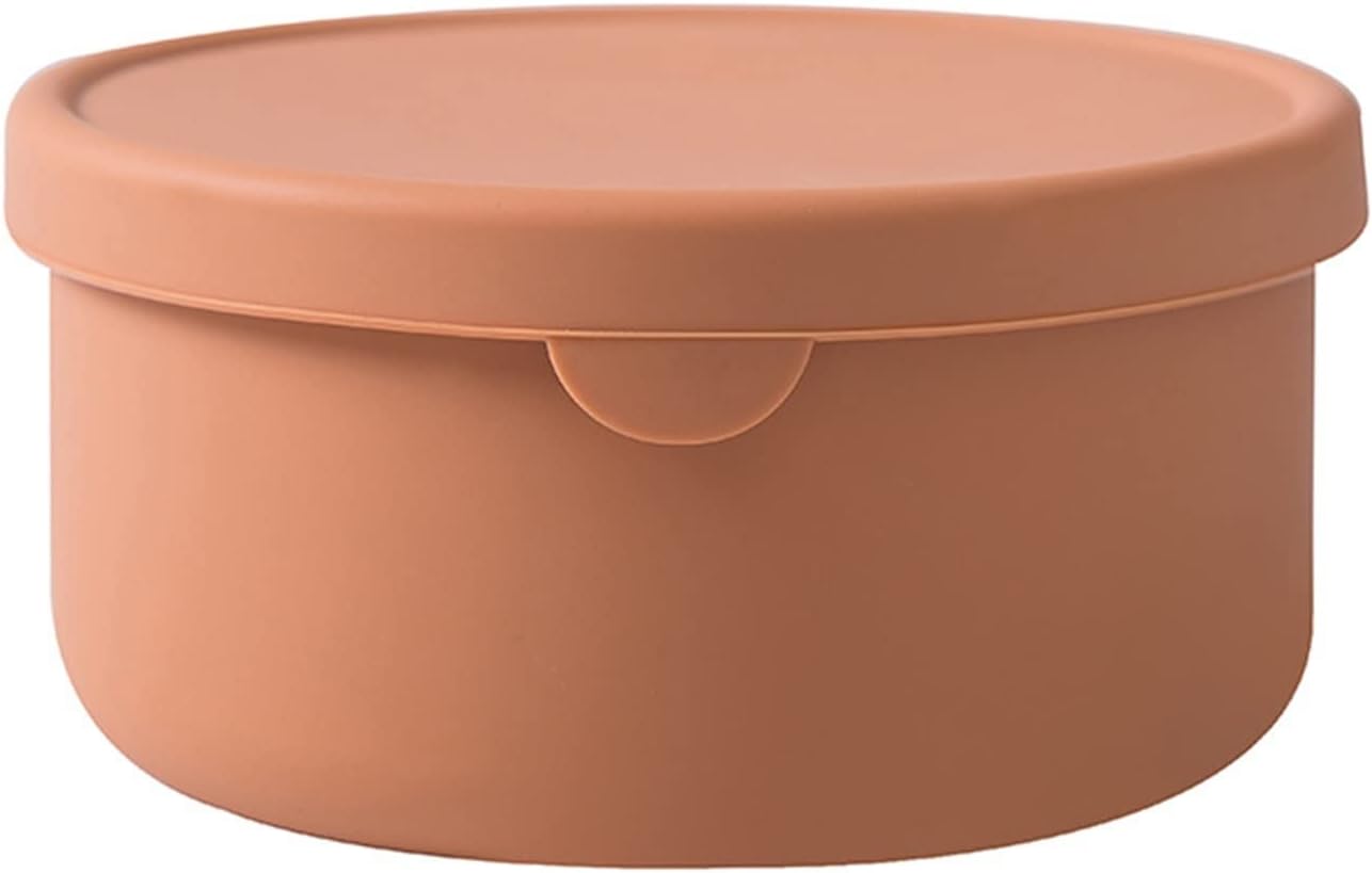 Bento Boxes Silicone Lunch Box Set Vegetable and Fruit Refrigerator Fresh-Keeping Box Portable Sealed Insulation Lunch Box (Color : Brown)