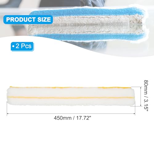 Image of MECCANIXITY Microfiber Scrubber Replacement Head 17.72 Inch for Window Glass Marble Wall Home Bathroom, White Pack of 2