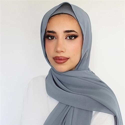 Muslim Chiffon Shawl Hijab with Matching Undercap Neck Full Cover Hijab Underscarf Wrap Scarves Turban3