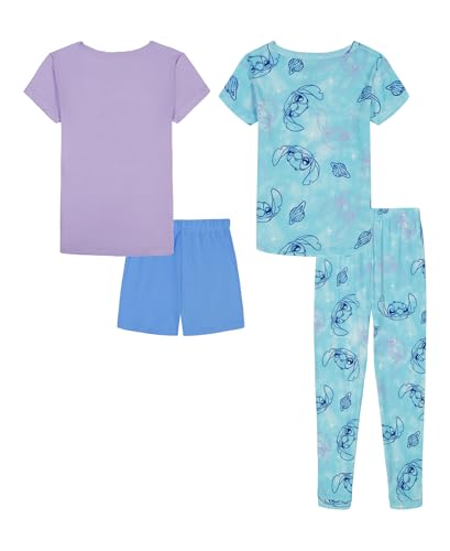 Disney Girls' 4-Piece Snug-fit Cotton Matching Pajama Set, Short-Sleeve, Soft & Cute for Kids, STITCH 626, 8 — view 5