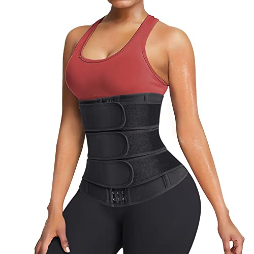 Bingrong Ceinture de Sudation Femme Sport Réglable Ceinture Abdominale Corset Minceur Gaine Amincissante Ventre Plat Néoprène Serre Taille Waist Trainer Body Shaper (Noir, Small) Cover