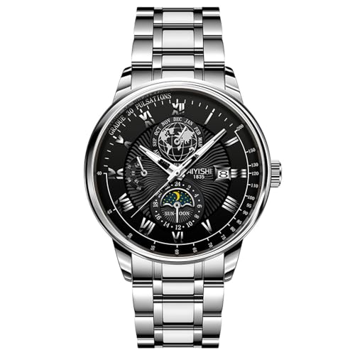 Montre homme squelette noire 42mm mécanique, le cadeau idéal
