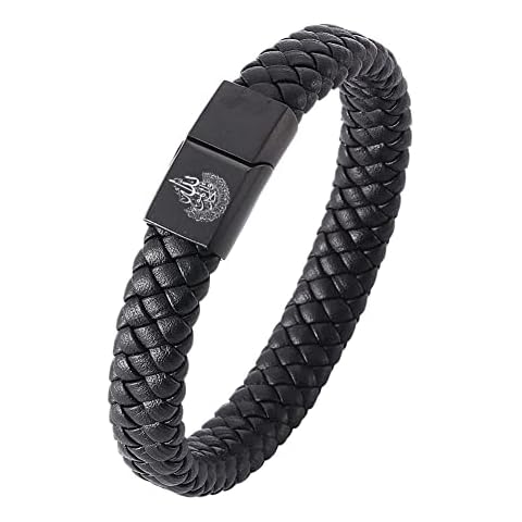 ForeverWill Islamic Allah Protection Leather Bracelet with Stainless Steel Magnet Clasp, Arabic Ayatul Kursi Quran Cuff Bangle Muslim Jewellery Amulet Gifts for Men Women, 7.28 Inch Cover