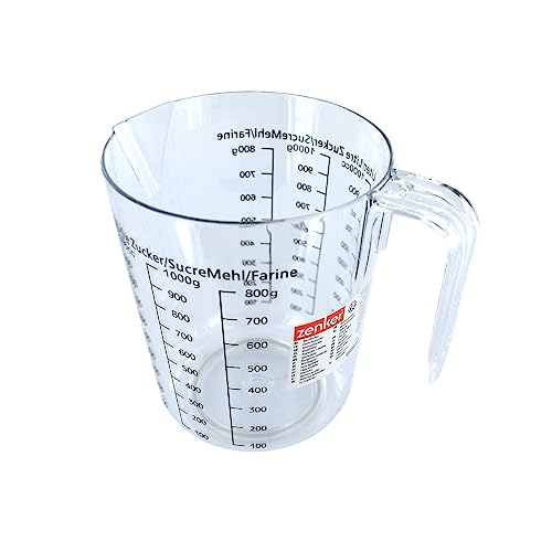 Zenker 008811 Verre doseur avec anse, verre mesureur, verre gradué, verre doseur gradué, Plastique, Transparent, 17 x 15,5 x 11,7 cm