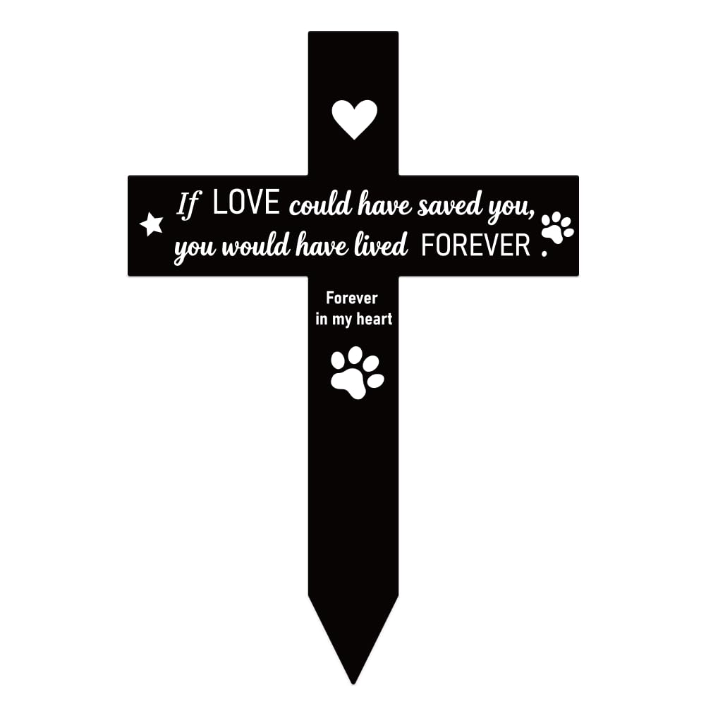 beinkmake Acrylic Pet Memorial Garden Stake, Cross Shaped Remembrance Plaque Stake for Cemetery Decorations, Grave Marker Waterproof Sympathy Garden Stake for Yard Grave