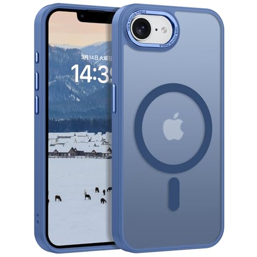 VENINGO iPhone 16e ケース マグネット搭載 ワイヤレス充電 落下防止 耐衝撃 米軍規格 軽量 スリムフィット スマホケース TPU+PC 全面保護 擦り傷防止 半透明 黄ばみなし 指紋防止 いPhone 16e(2025) ケース 6.1インチ ダークブルー
