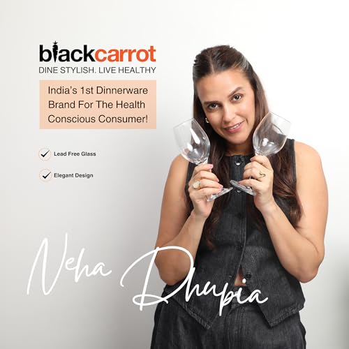 Image of BLACKCARROT Wine Glass Set of 6 | 320ml Lead-Free Glasses