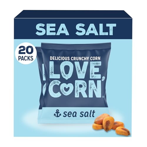 LOVE CORN Sea Salt 0.7oz x 20 Bags - Delicious Crunchy Corn - Healthy Family Snacks - Gluten Free, Kosher, NON-GMO - Alternative for Chips, Nuts, Crackers & Pretzels - Perfect for Charcuterie Boards