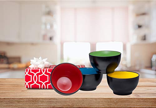Bruntmore 20 Ounce Muti Color Ceramic Bowls Dessert Bowls Set Of 4, 20 Oz Porcelain Dip Ice Cream Bowls, Serving Bowls,Microwave,Pasta Bowls Best For Christmas Gift #TOP5