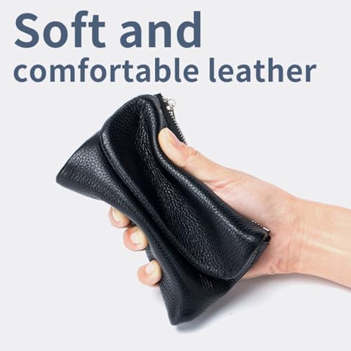 Unisex Pebble Leather Wallet, Small Wallets for Women, with Credit Card Holder, Coin Holder & Cash Slots, Genuine Leather Wallets for Men and Women (Red)4