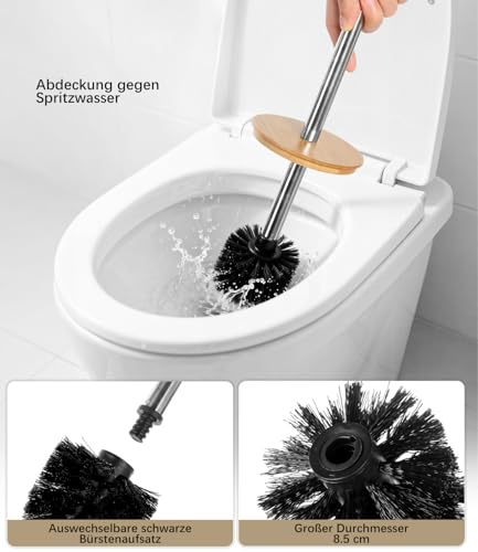 Relquorax Toilettenpapierhalter stehend Klopapierhalter Badmöbel Set WC Bürstengarnitur Klorollenhalter aus Bambus, mit Klobürste für Toiletten Badezimmer (Natur)