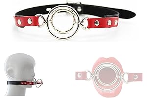 Red Stainless Steel Double Rings Open Mouth Gag for Adult Sex Toy BDSM Bondage Restraints