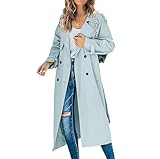 【Bolsillos prácticos】Especialmente diseñados hacen que esta gabardina mujer larga sea adecuada para una variedad de ocasiones de uso, trabajo o caminar bajo la lluvia. 2 bolsillos laterales para las manos pueden contener objetos pequeños, como llaves, tarjetas, etc.