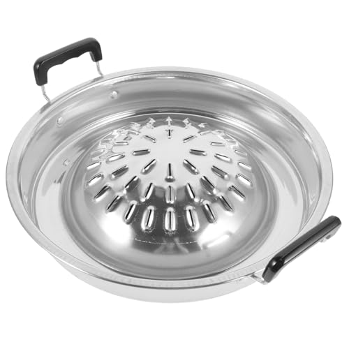 PRETYZOOM Plato de hornear parilla asado Sartén de barbacoa para camping y picnic - Barbacoa portátil bandeja de parrilla para picnic cesta de parrilla portátil material de aluminio Silver