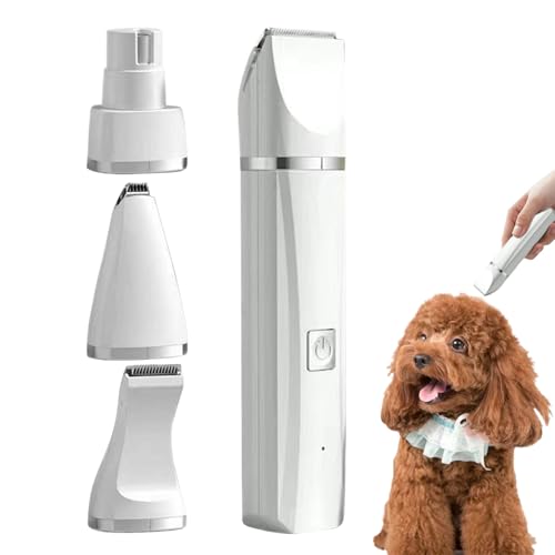 Qfdiwr Cortacésped Perro Aseo | Cortacésped Para Patas | Herramienta de Tamaño Eléctrica Inalámbrica 4 en 1 Silenciador con Tijeras y Cortacésped para Orejas, Ojos, Cara, ,