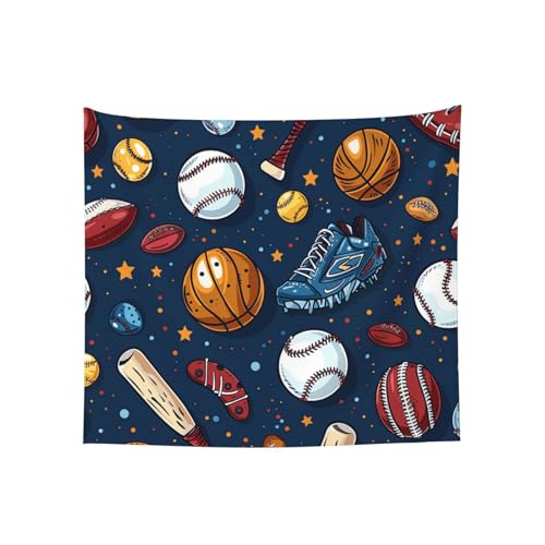 Tapisserie basket et foot pour chambre ado garçon sportive de 150x130 cm
