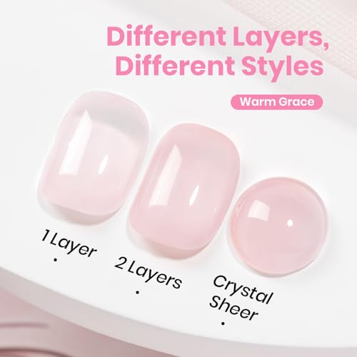 Image of Beetles Warm Grace Nude Pink Gel Polish - 15ML Full Size Neutral Jelly Nail Polish Base Color Nail Concealer Sheer Translucent Effect Soak Off UV LED French Nail Art Salon DIY Manicure Gifts