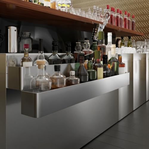 Image of AmGood 42 in. Double Tier Stainless Steel Speed Rail Rack for Commercial Bars, NSF