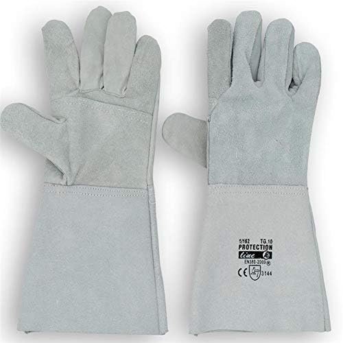 La zappa Guanti da saldatore in crosta bovina con polsino lungo h 14 cm T.10