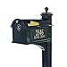 Whitehall Custom Balmoral Extra Large Mailbox with Monogram and Deluxe Side Mount Post Package - Sand Cast Aluminum - Black Personalized in Goldtone