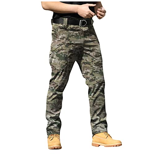 Camo Cargo Pants for Men Flexcamo - Tactical Waterproof Pants Multi Pockets Pantalones TáCticos para Hombre Relaxed Fit Lightweight Ripstop Stretch Work Pant Outdoor Fishing Quick Dry Hiking Pant