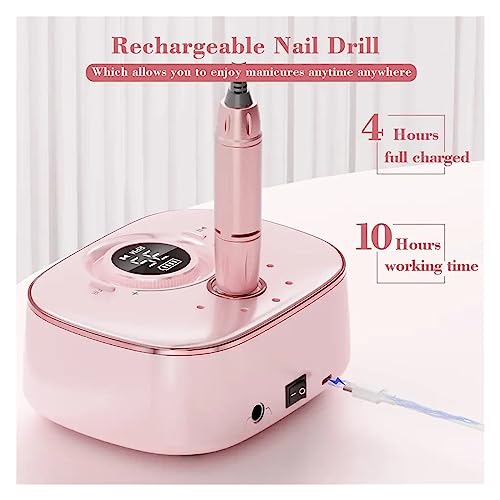 Wiertarka do paznokci, Elektryczny pilnik do paznokci akrylowych, elektryczna maszyna manicure, przenośny frez(Pink)