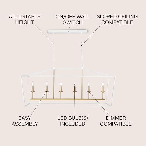 Image of JONATHAN Y Pagoda 6-Light Pendant 49 inch Cage, White