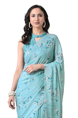 Image of MIRCHI FASHION Women Saree Chiffon Floral Printed | Breathable Lightweight Sari for Regular Home and Office Wear with Blouse Piece