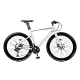 WPBXQKWAY Carbon 700C Mountainbike, Rennrad, City-Pendlerfahrrad, Vollcarbon-Rahmen mit hydraulischen Scheibenbremsen, ergonomischer Lenker, professionelles Fahrrad mit 24/27/30 Gängen(White,24)