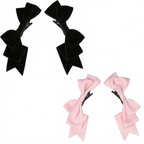 4 Piezas Accesorios para el Cabello Kawaii Lazos Adorables de Color Rosa y Negro Clips para el Pelo Pinzas Cocodrilo para Mujeres y Niñas miniatura 1