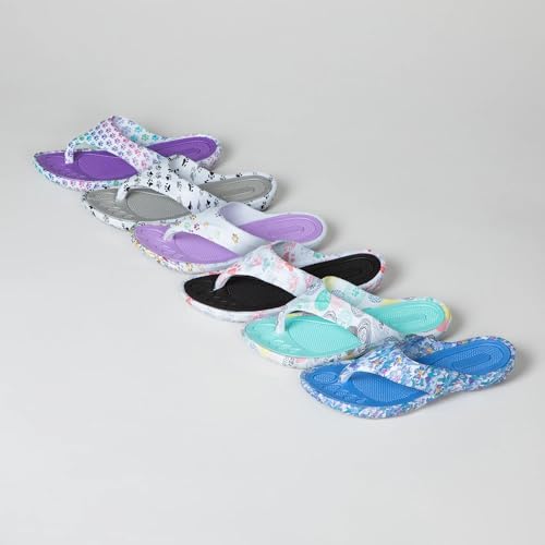 GreaterGood Walking Paws Flip Flops Colorful Lightweight Durable Cushioned Contoured Non Slip Textured Footbed Comfortable Beach Sandals for Women3