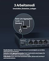 BrosTrend 2.5-Gigabit Netzwerk Switch 8 Port, 2.5 Gbit LAN Switch Unmanaged (Statisch Link-Aggregation & VLAN für Gaming PC, NAS Server, Lüfterlos, Plug & Play, Lifetime-Schutz) Ethernet LAN Verteiler – Ansicht 4