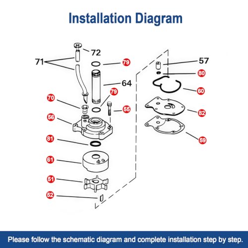 Image of MARKGOO Water Pump Repair Kit 393630 for Johnson Evinrude 20-35 HP Outboard