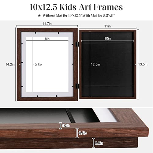 Image of [2 Pack] Kids Art Frames, 10x12.5 Front Opening Kids Artwork Frames Changeable, Displays 8.5x11 With Mat and 10x12.5 Without Mat, Holds 50 Pcs, for 3D Picture, Crafts, Hanging Art, Portfolio Storage