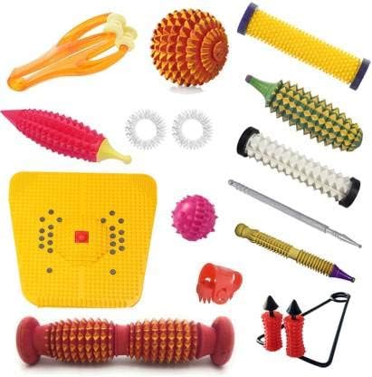 Mify Acupressure Massager Tools Kit Combo With Sujok Ring, Finger Massager & Foot Roller, Foot Mat- Pyramidal Cuts Acupressure Tool Kit