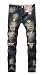 Men's Straight Leg Slimming Fit Distressed Loose Denim Jeans,Dark Camo 010,W38