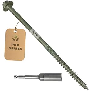 40PCS Timber Screws 5/16 X 14 Inch Heavy-Duty Green Coated, Exterior Lag Structural Wood Screws for Landscaping, Construction, Beams & Pole Barns, 1500-Hour Salt Spray Tested, Includes Hex Socket
